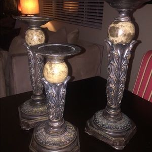 Set of marble candle sticks